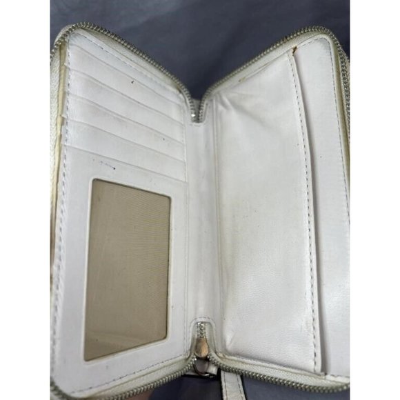 COACH Leather White Wristlet Zip Around Wallet Clutch - Picture 8 of 8